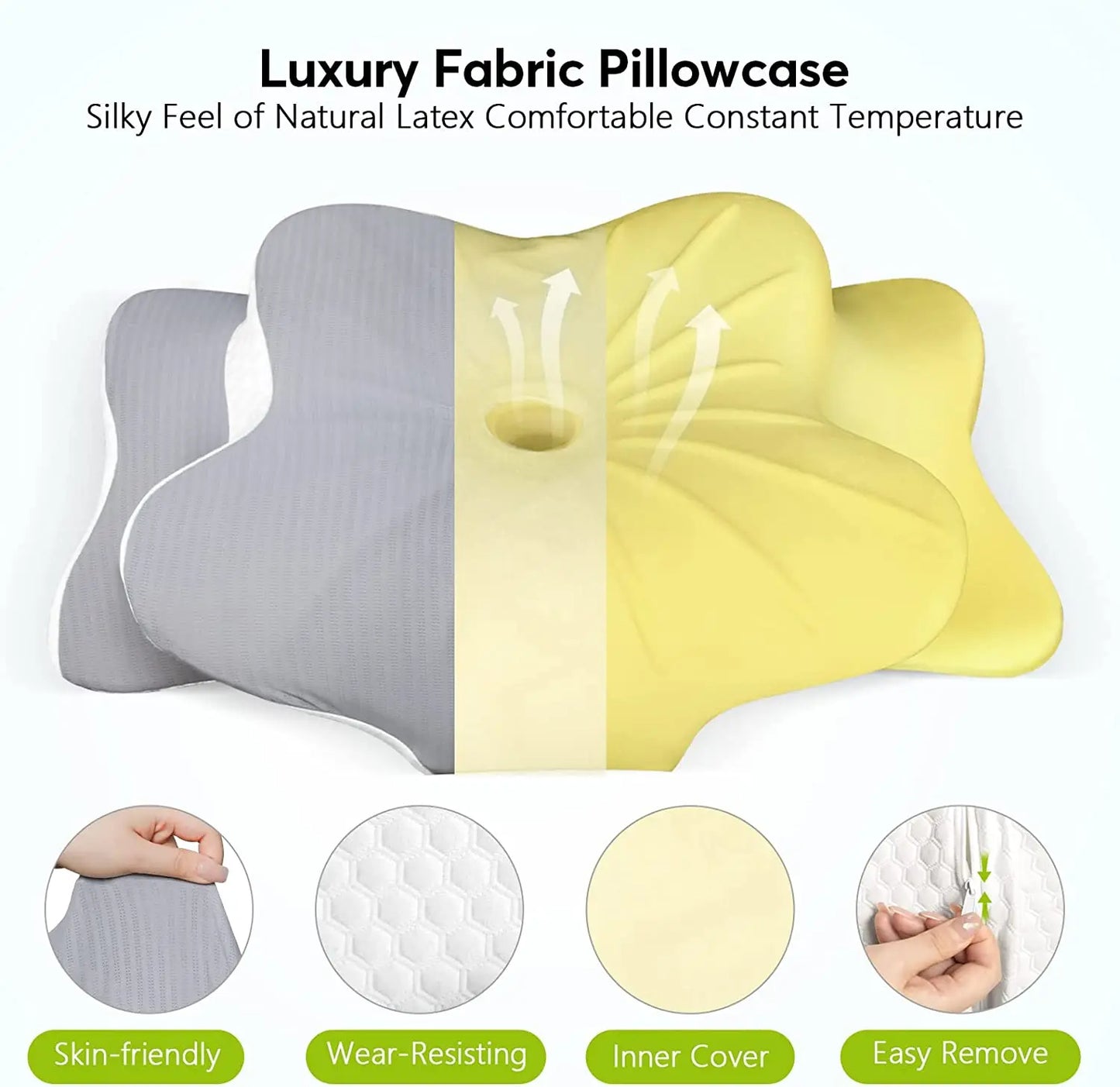 Orthopedic Memory Foam Cervical Pillow, Ergonomic Neck Pain Support for Side Back Stomach Sleepers