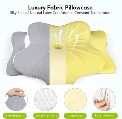 Orthopedic Memory Foam Cervical Pillow, Ergonomic Neck Pain Support for Side Back Stomach Sleepers
