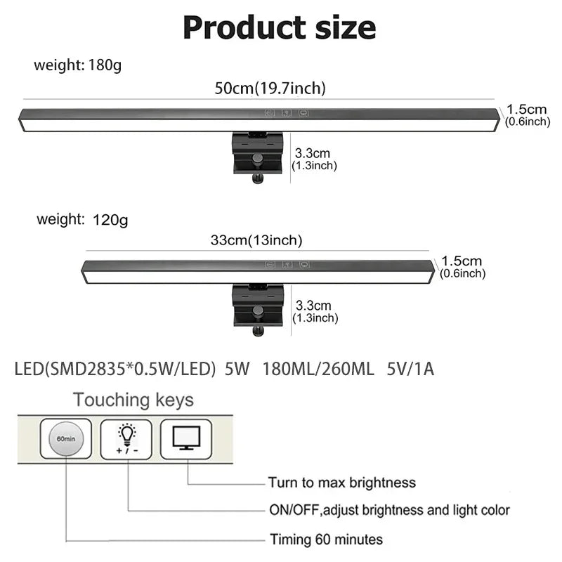 Dimmable LED Monitor Light Bar For Learning Reading And Work EyeCare Screen Hanging Lamp With Displ 5