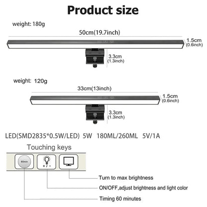 Dimmable LED Monitor Light Bar For Learning Reading And Work EyeCare Screen Hanging Lamp With Displ 5
