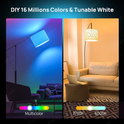 Smart Tuya Zigbee LED Light Bulb, WiFi RGB Cool Warm White Smart Bulb Works with Alexa & Google Home for Room Decor