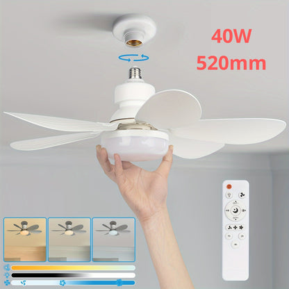 Socket Ceiling Fan Light with Remote, LED Fan Bulb Screw Fixture for Bathroom, Bedroom, Kitchen, Indoor Lighting