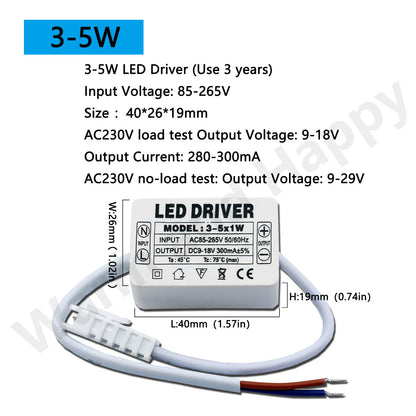 AC LED Driver 300mA Constant Current Power Supply with Shell Connector for LED Lights, Lamps, and Strips