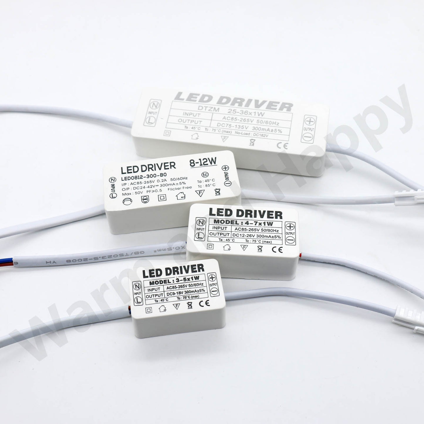 AC LED Driver 300mA Constant Current Power Supply with Shell Connector for LED Lights, Lamps, and Strips