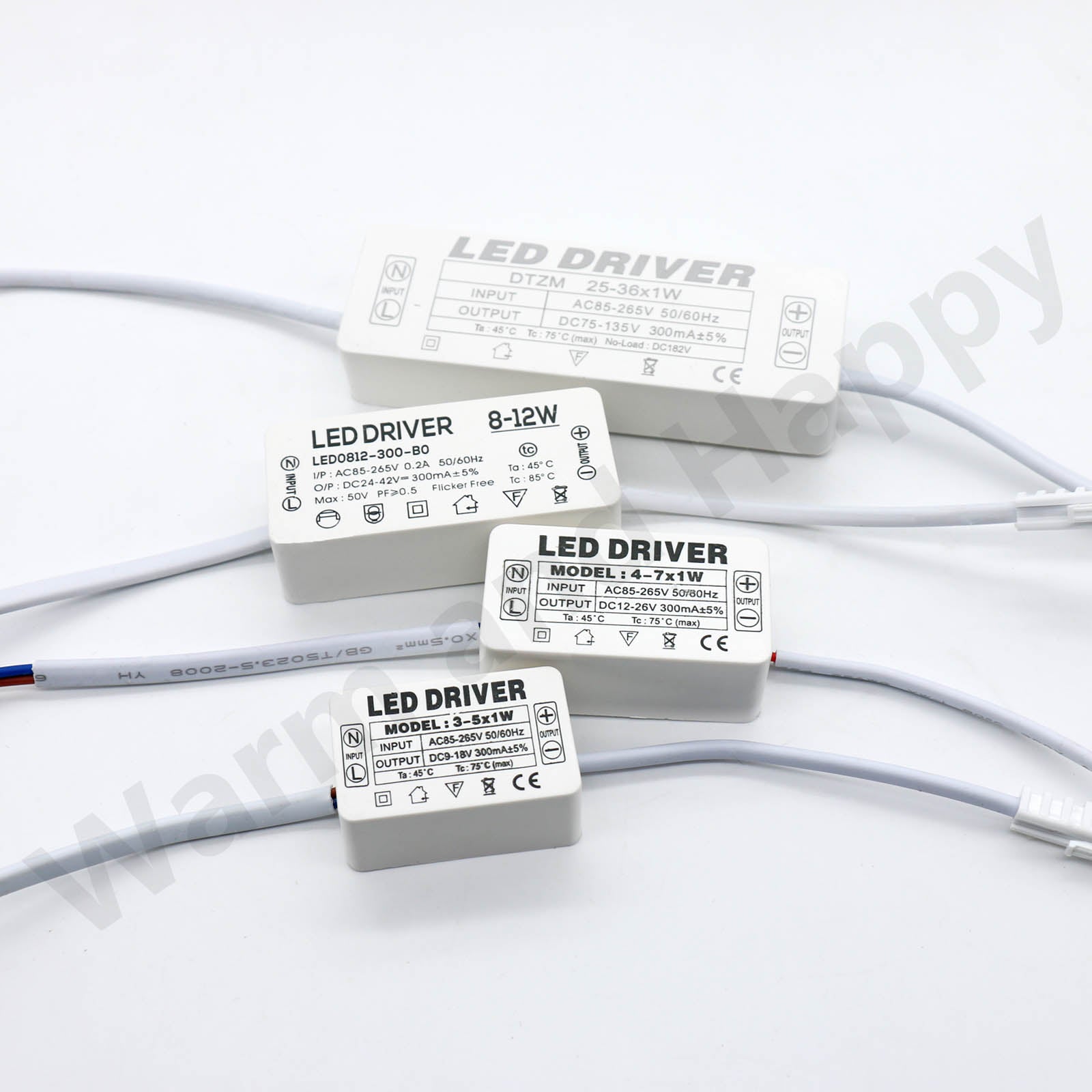 AC LED Driver 300mA Constant Current Power Supply with Shell Connector for LED Lights, Lamps, and Strips
