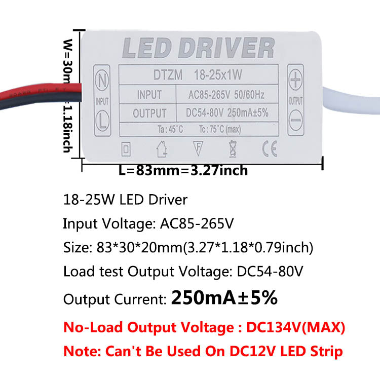 AC LED Driver 300mA Constant Current Power Supply with Shell Connector for LED Lights, Lamps, and Strips
