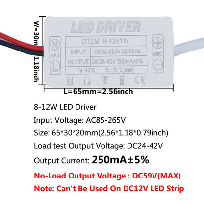 AC LED Driver 300mA Constant Current Power Supply with Shell Connector for LED Lights, Lamps, and Strips