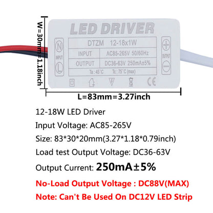 AC LED Driver 300mA Constant Current Power Supply with Shell Connector for LED Lights, Lamps, and Strips