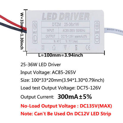 AC LED Driver 300mA Constant Current Power Supply with Shell Connector for LED Lights, Lamps, and Strips