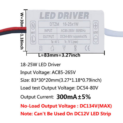 AC LED Driver 300mA Constant Current Power Supply with Shell Connector for LED Lights, Lamps, and Strips