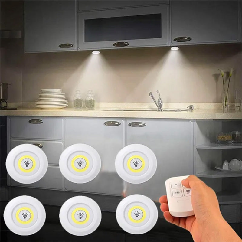Dimmable LED Under Cabinet Light with Remote Control, Battery Operated Closet Light for Wardrobe, Kitchen, Bathroom