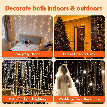 LED Fairy Curtain String Lights USB Garland Lamp 8 Lighting Modes for Christmas, Wedding, New Year & Home Decoration