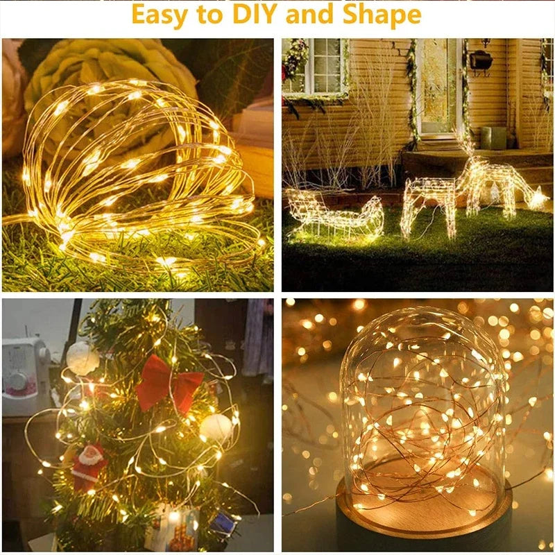 LED Fairy Curtain String Lights USB Garland Lamp 8 Lighting Modes for Christmas, Wedding, New Year & Home Decoration