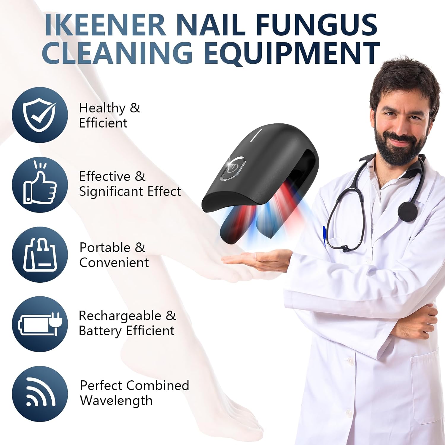 Nail Fungus Laser Device Super Pulsed Invisible Light Smart Remove and Repair Fungal Nail, Portable, Rechargeable