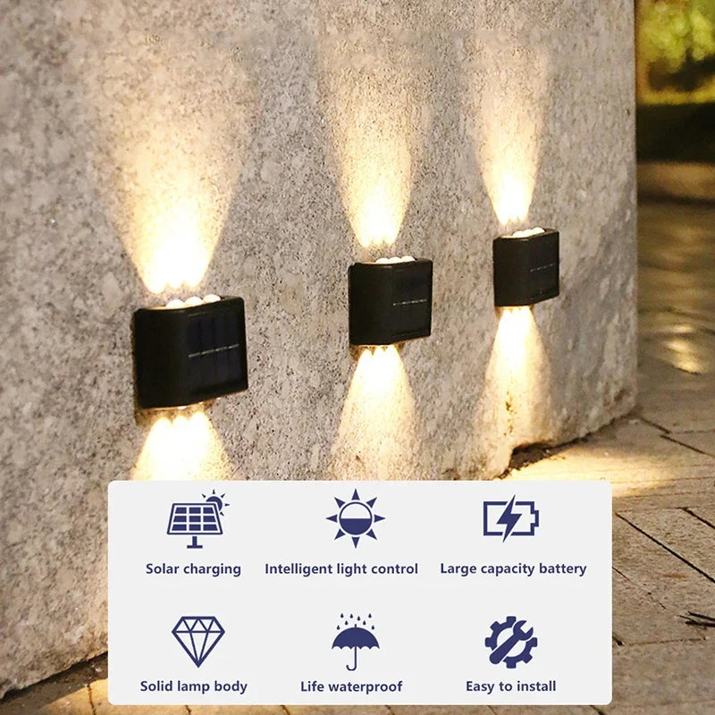 Ultra Durable Solar Wall Lamp Outdoor Waterproof Solar Powered Light Up And Down Illuminate Home Ga 1