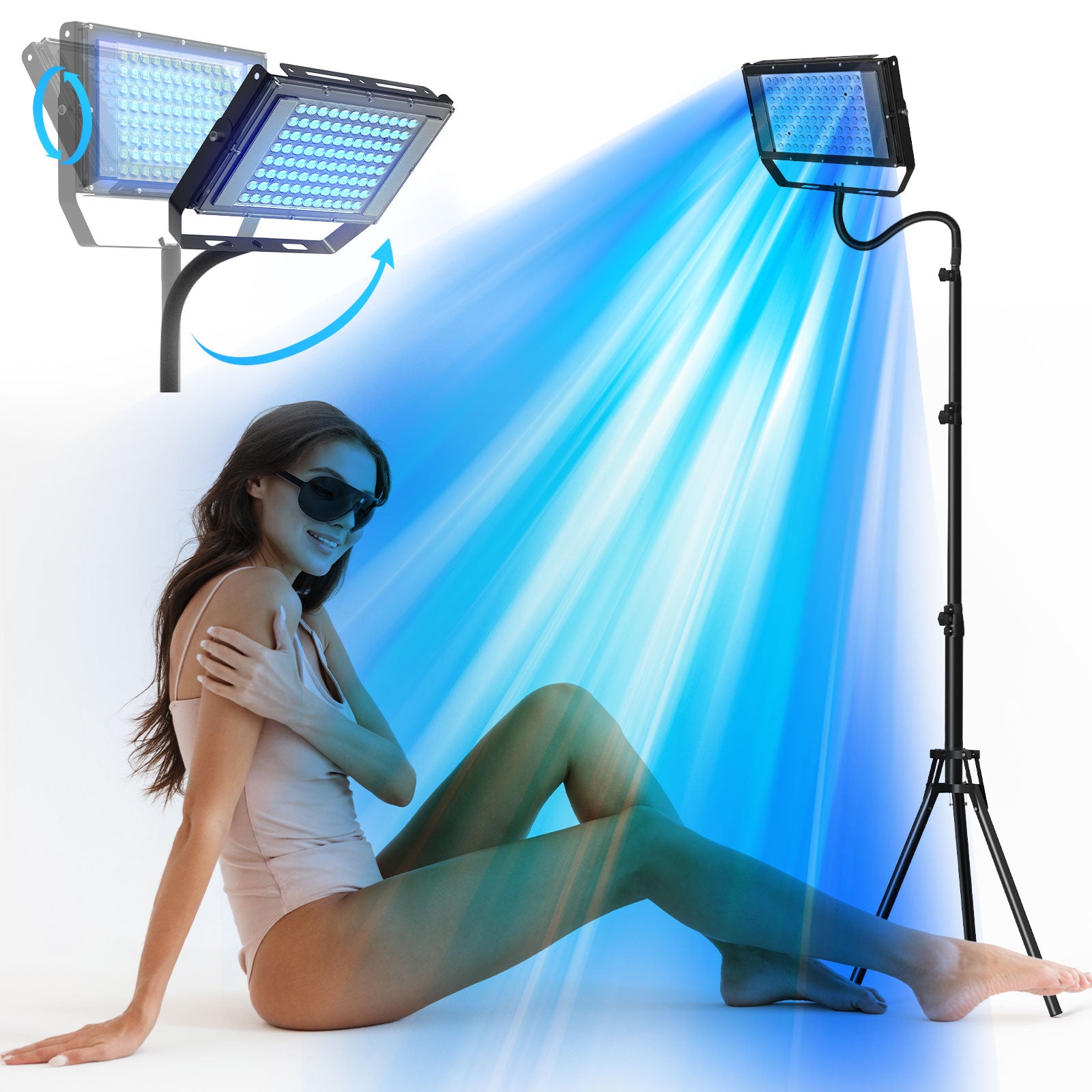 Ultraviolet Tanning Lamp Tripod Solarium Lamp for Tanning Body, Blue Light Wavelength, Skin Care