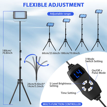 Ultraviolet Tanning Lamp Tripod Solarium Lamp for Tanning Body, Blue Light Wavelength, Skin Care