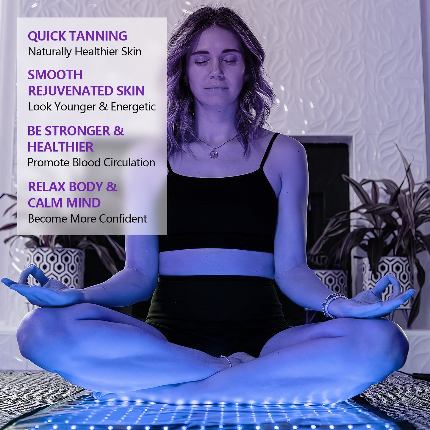 Solarium Tanning Lamp Mat, Blue Light Pad for Full Body Bronze Tan, UV Free Natural Wavelength Sunless Tanning Device