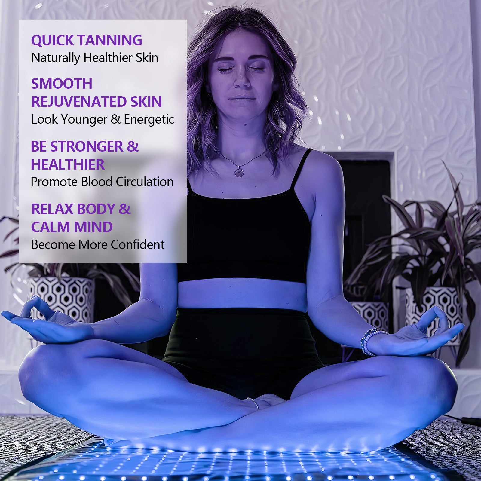 Solarium Tanning Lamp Mat, Blue Light Pad for Full Body Bronze Tan, UV Free Natural Wavelength Sunless Tanning Device