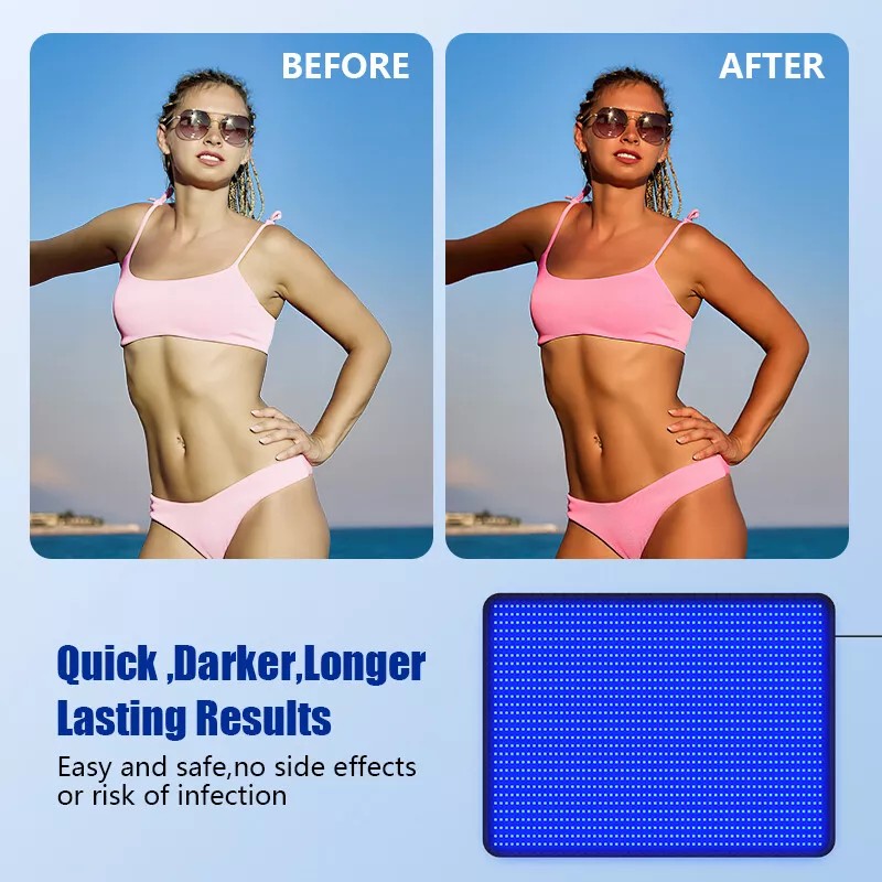 Solarium Tanning Lamp Mat, Blue Light Pad for Full Body Bronze Tan, UV Free Natural Wavelength Sunless Tanning Device