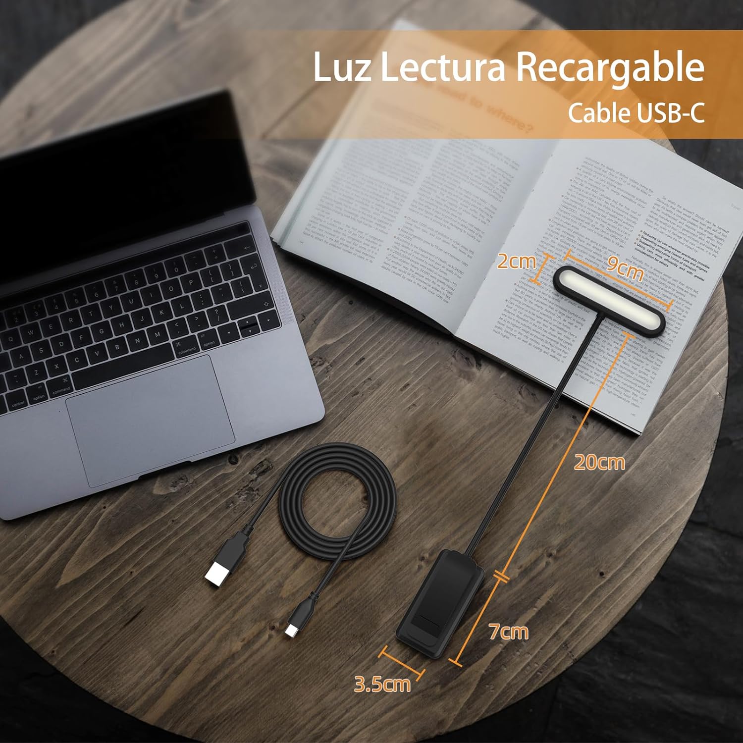USB Rechargeable 14LED Book Reading Light, Flexible Clip-On Night Lamp, Portable Warm Cool Daylight Bedside Desk Light