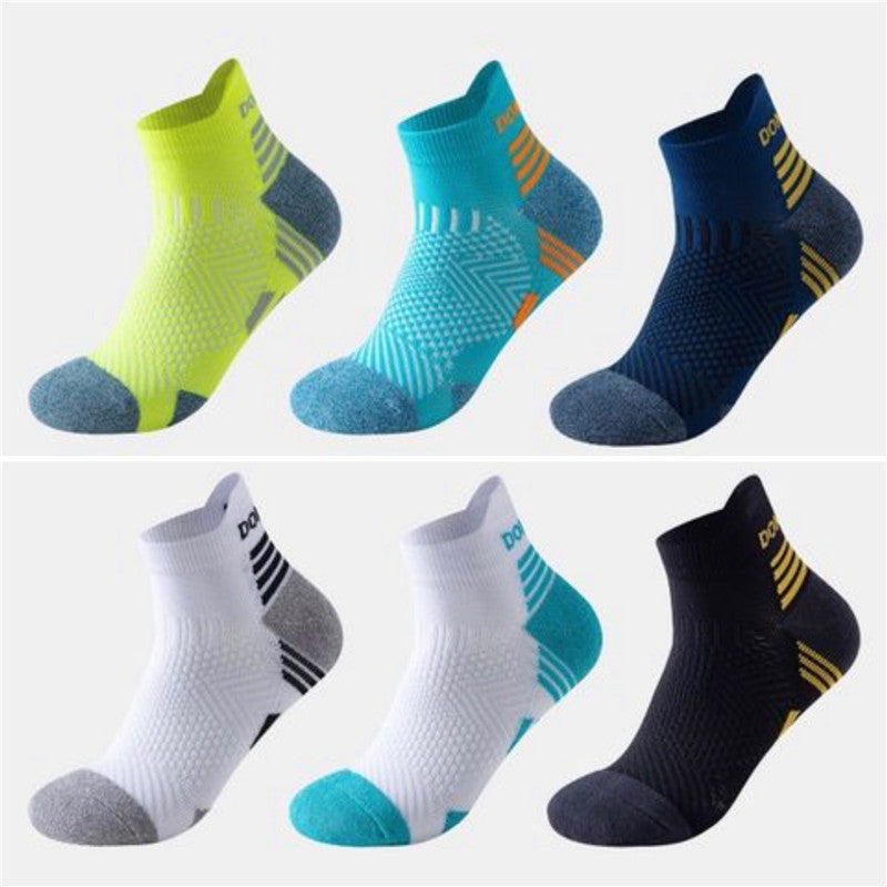 Men Women Professional Marathon Running Socks, Thick Cushioned Low Cut Boat Ankle Sports Socks for Fitness, Gym, Jogging