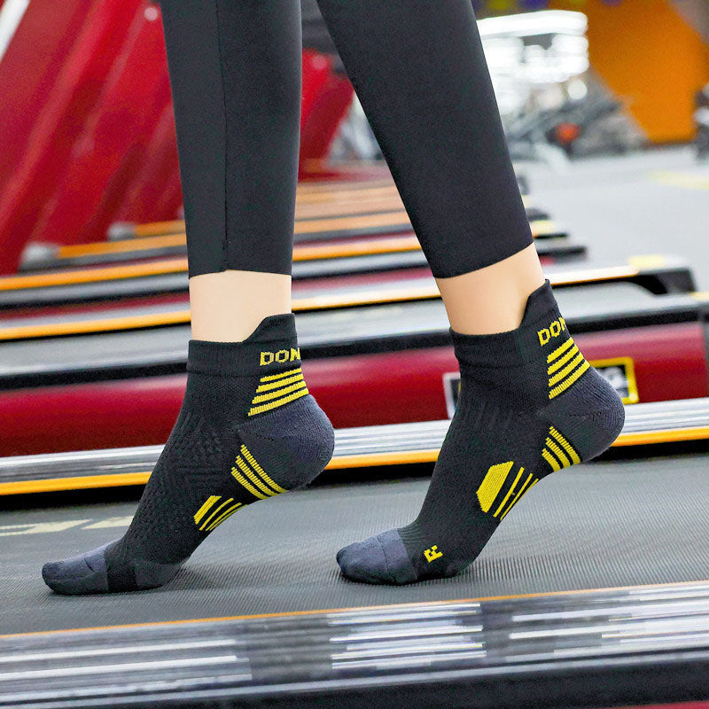 Men Women Professional Marathon Running Socks, Thick Cushioned Low Cut Boat Ankle Sports Socks for Fitness, Gym, Jogging