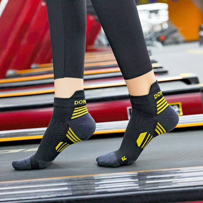 Men Women Professional Marathon Running Socks, Thick Cushioned Low Cut Boat Ankle Sports Socks for Fitness, Gym, Jogging
