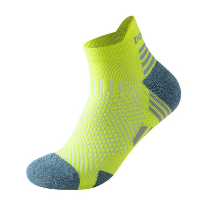Men Women Professional Marathon Running Socks, Thick Cushioned Low Cut Boat Ankle Sports Socks for Fitness, Gym, Jogging
