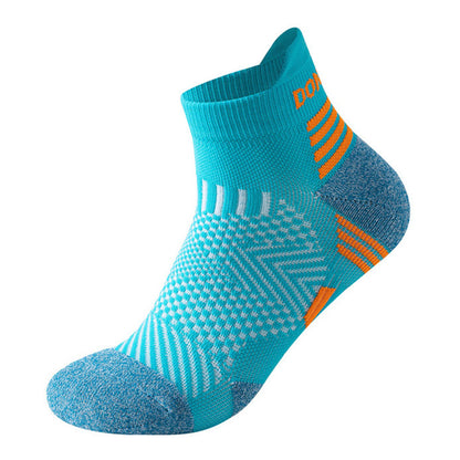 Men Women Professional Marathon Running Socks, Thick Cushioned Low Cut Boat Ankle Sports Socks for Fitness, Gym, Jogging