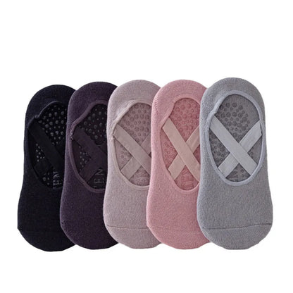 Anti-Slip Yoga Socks for Women, Backless Silicone Pilates Ballet Socks, Breathable Bandage Dance Grip Socks for Studio