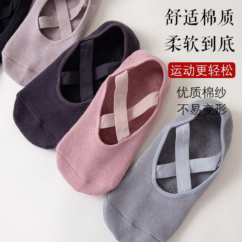 Anti-Slip Yoga Socks for Women, Backless Silicone Pilates Ballet Socks, Breathable Bandage Dance Grip Socks for Studio