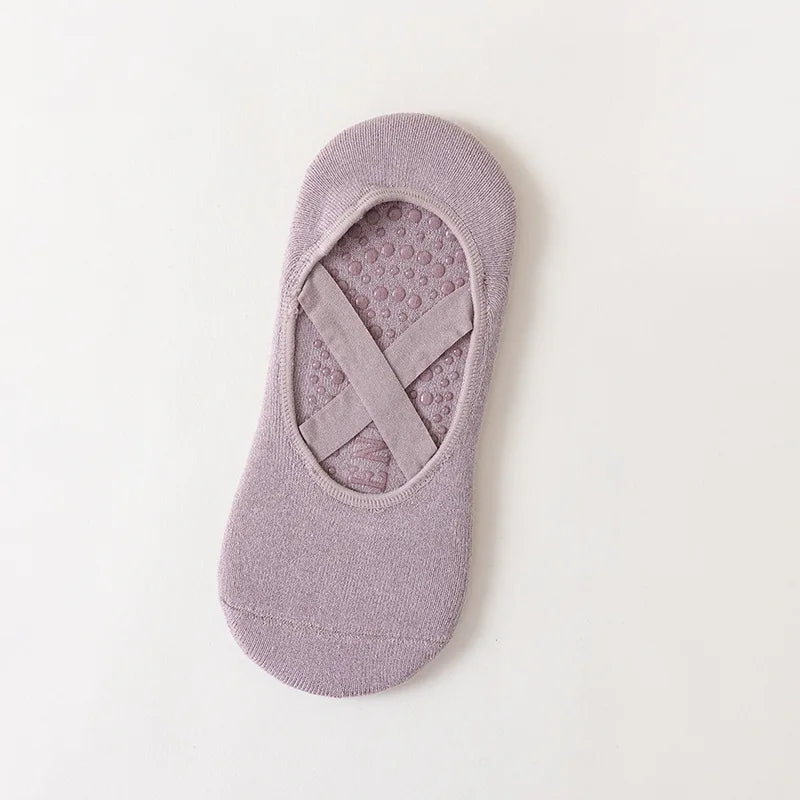 Anti-Slip Yoga Socks for Women, Backless Silicone Pilates Ballet Socks, Breathable Bandage Dance Grip Socks for Studio
