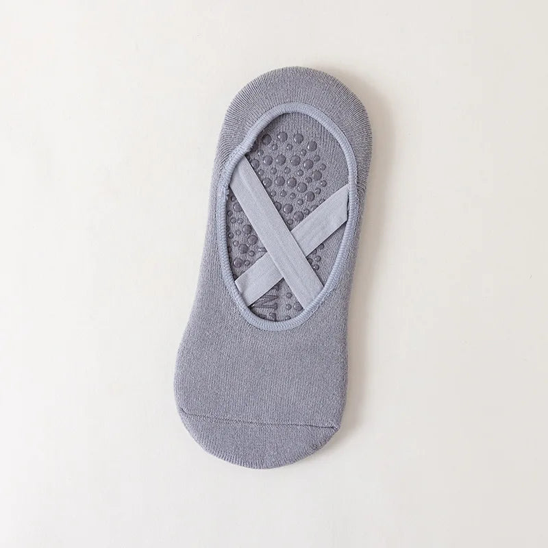 Anti-Slip Yoga Socks for Women, Backless Silicone Pilates Ballet Socks, Breathable Bandage Dance Grip Socks for Studio