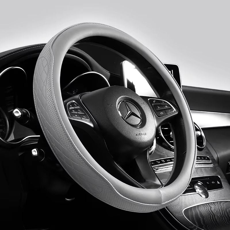Napa Leather Perforated Steering Wheel Cover  NonSlip Breathable Universal 15 Inch 5