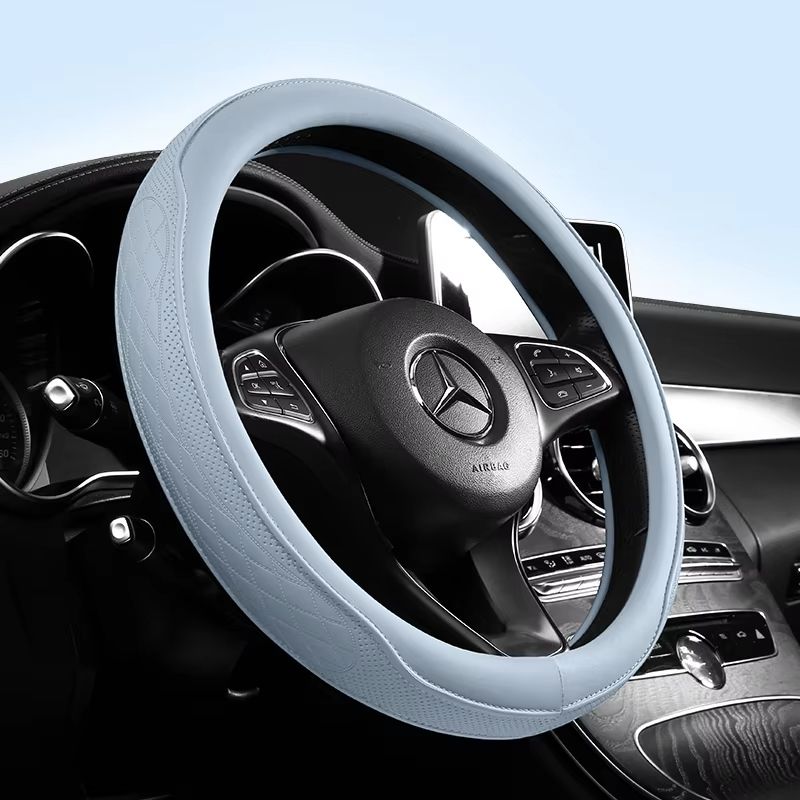 Napa Leather Perforated Steering Wheel Cover  NonSlip Breathable Universal 15 Inch 4