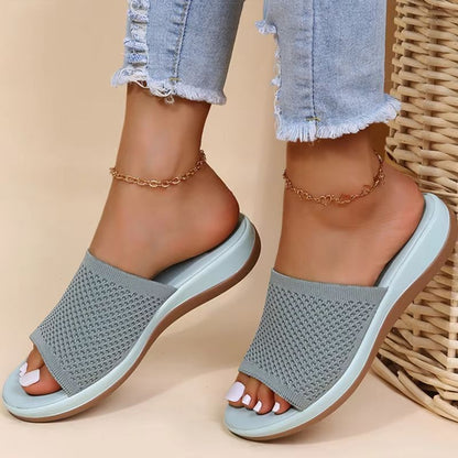 Elastic Force Womens Summer Sandals  Casual Beach  Outdoor SlipOn Flats 9