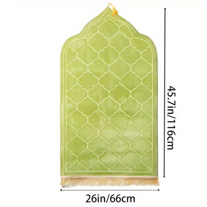Thickened Printed Prayer Mat With Tassels  Plush Flannel Irregular Design For Comfort And Style 1