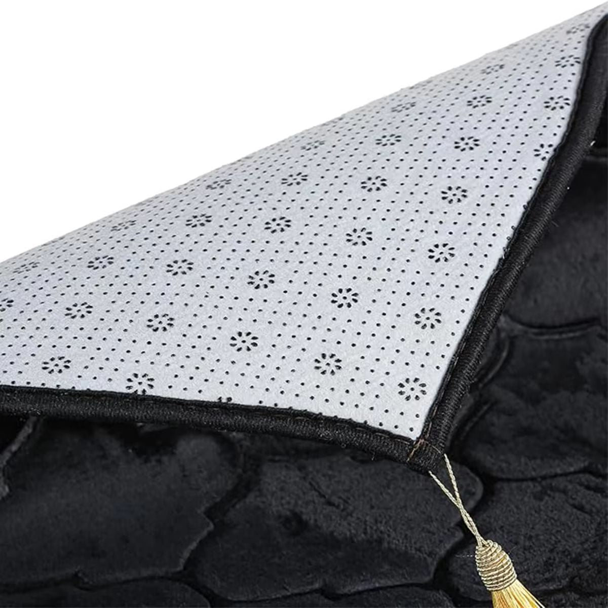 Thickened Printed Prayer Mat With Tassels  Plush Flannel Irregular Design For Comfort And Style 2