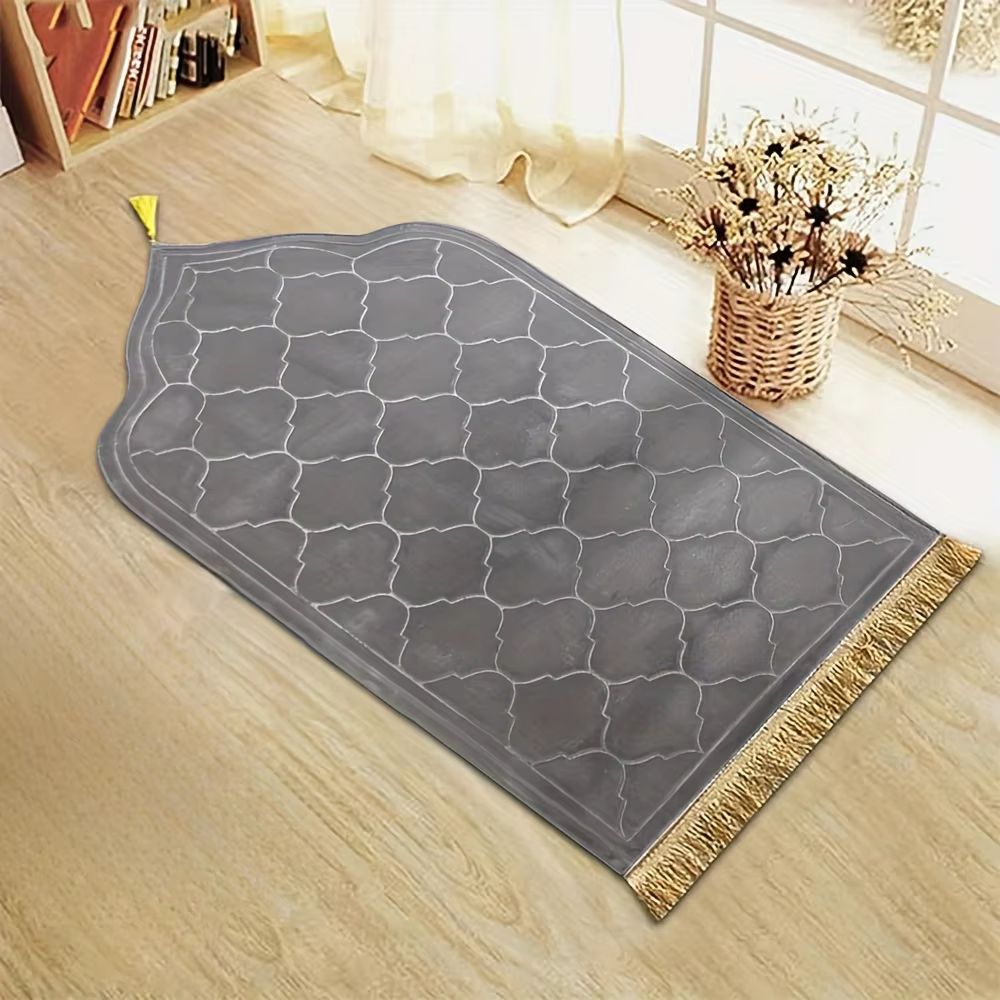 Thickened Printed Prayer Mat With Tassels  Plush Flannel Irregular Design For Comfort And Style 6