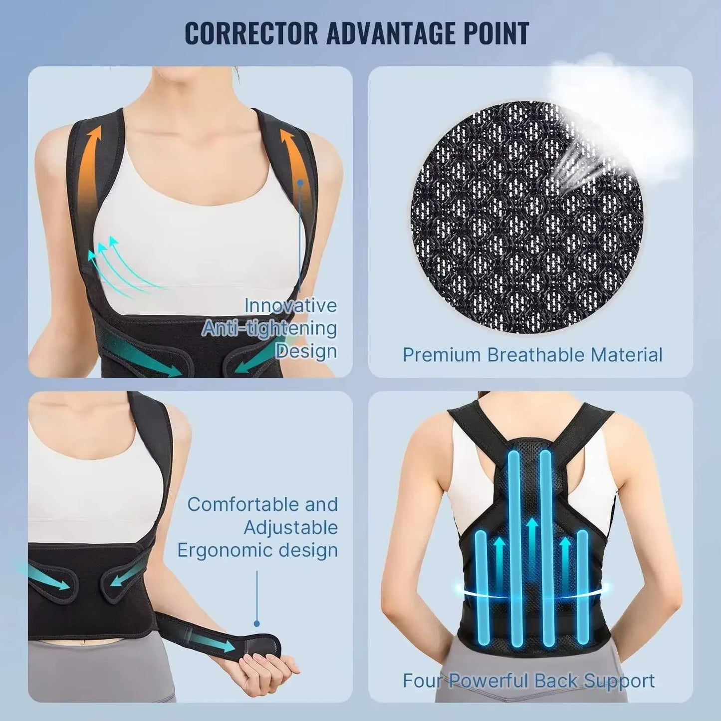 Adjustable Posture Corrector  Comfortable Upper Back Brace For Men And Women 5