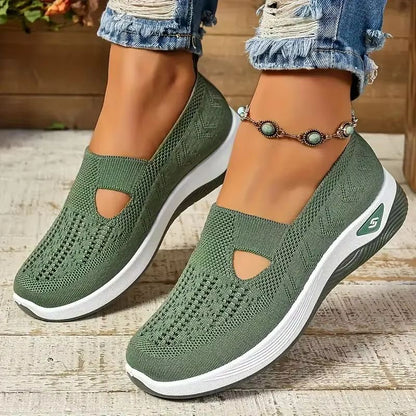 Soft Sole Knitted Sneakers For Women  Breathable Mesh Casual Sports Shoes Lightweight HollowOut Fla 2