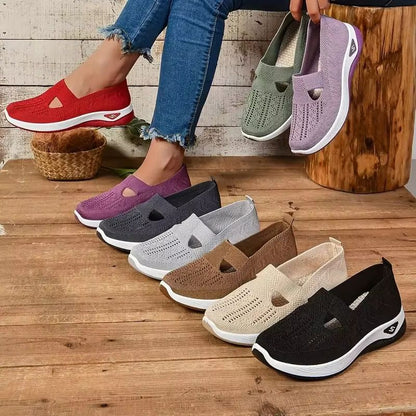 Soft Sole Knitted Sneakers For Women  Breathable Mesh Casual Sports Shoes Lightweight HollowOut Fla 3