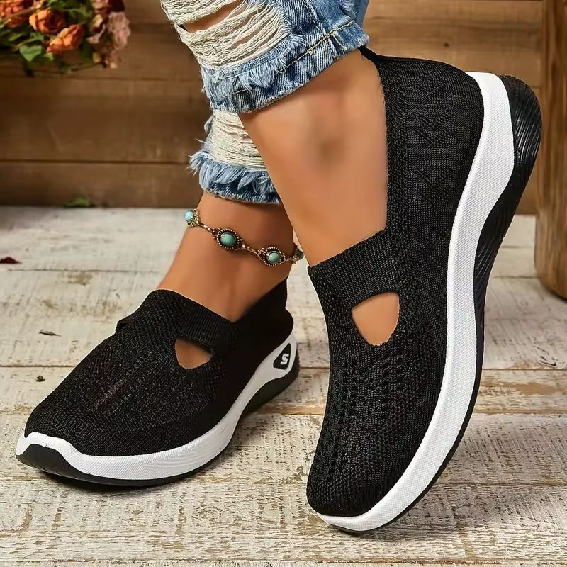 Soft Sole Knitted Sneakers For Women  Breathable Mesh Casual Sports Shoes Lightweight HollowOut Fla 5