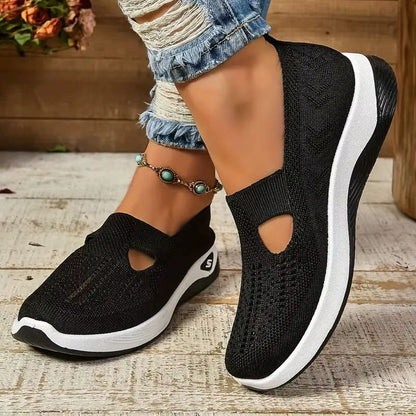 Soft Sole Knitted Sneakers For Women  Breathable Mesh Casual Sports Shoes Lightweight HollowOut Fla 5