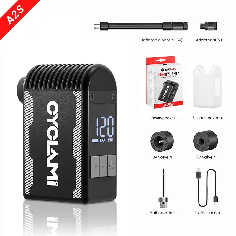 CYCLAMI 120PSI Portable Bike Electric Air Pump – Schrader & Presta Valve MINI Compressor for Fast Tire Inflation