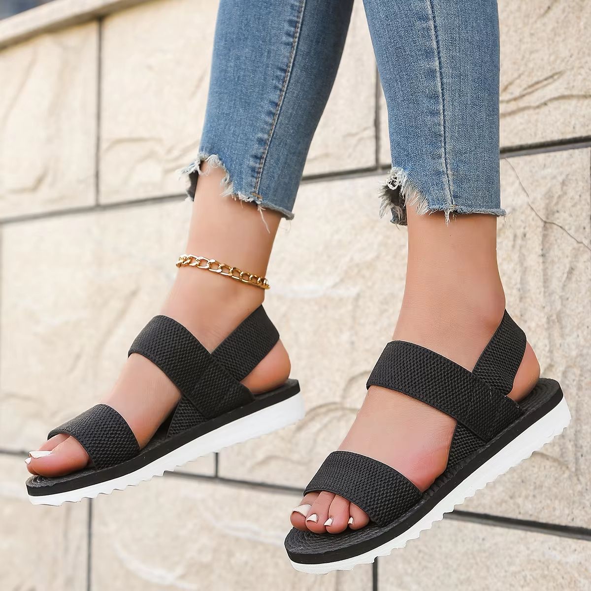 Womens AntiSlip Comfortable Flat Sandals  Fashionable Summer Shoes With Matching Color Sole And Pur 3