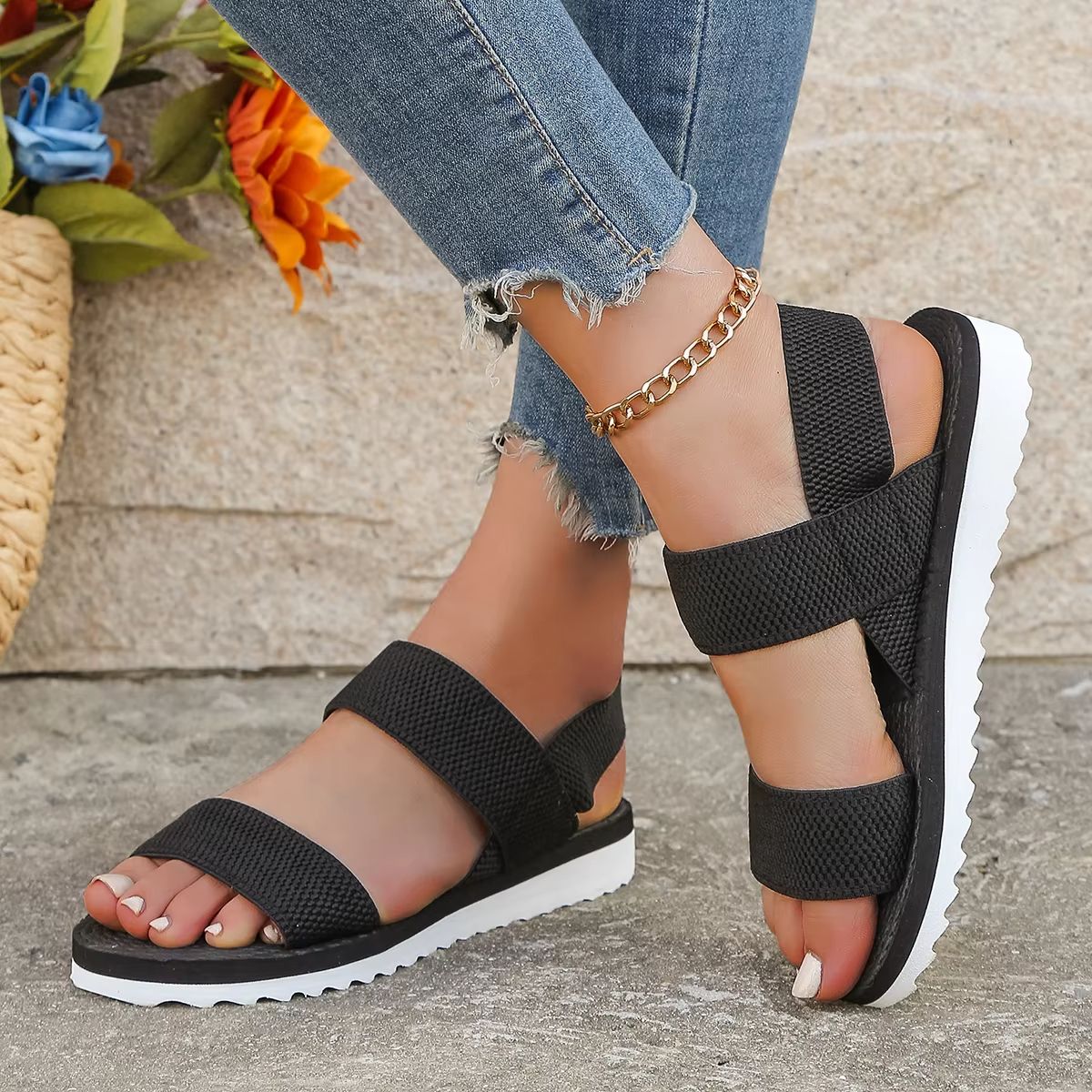Womens AntiSlip Comfortable Flat Sandals  Fashionable Summer Shoes With Matching Color Sole And Pur 7