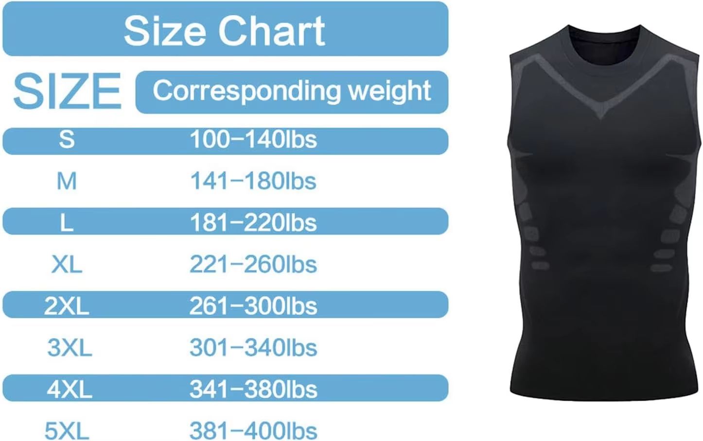 Mens Ionic Compression Vest  Sleeveless Ice Silk Body Shaper Tank 5