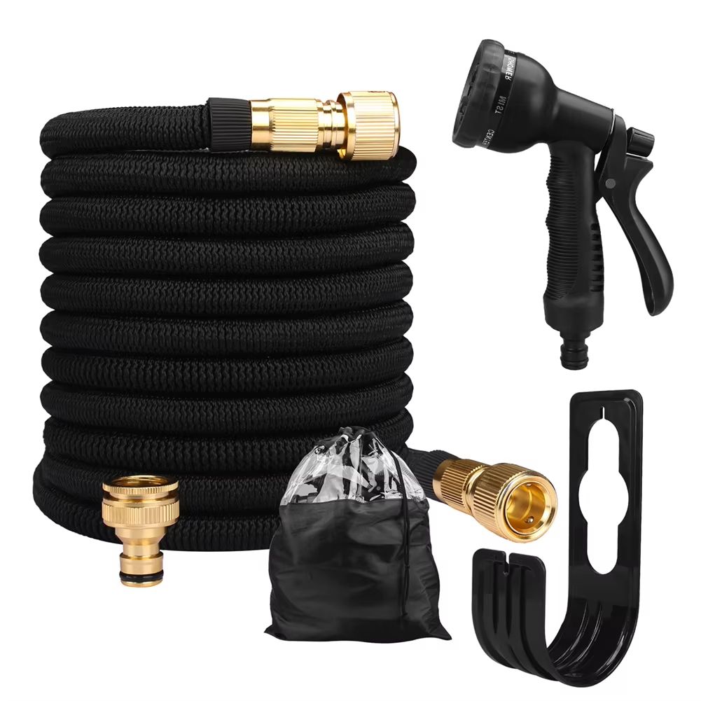 Garden Water Hose Expandable – High Pressure PVC Reel with Double Metal Connector for Garden, Farm Irrigation & Car Wash